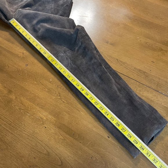 B & J Women Brown Leather Suede Straight Leg Mid Rise Back‎ Zip Up Pants Sz 6 - Picture 7 of 8